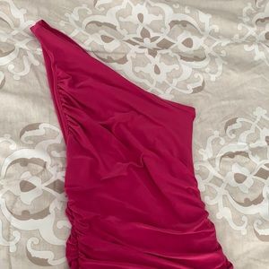 Fush One Shoulder MAXI Dress with Ruffles.